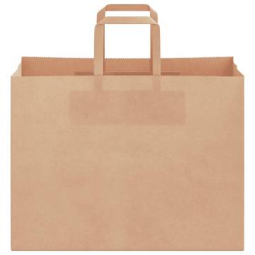 50 Brown Paper Bags with Handles - Eco-Friendly & Durable