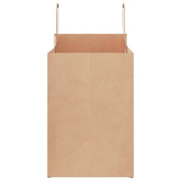 50 Brown Paper Bags with Handles - Eco-Friendly & Durable