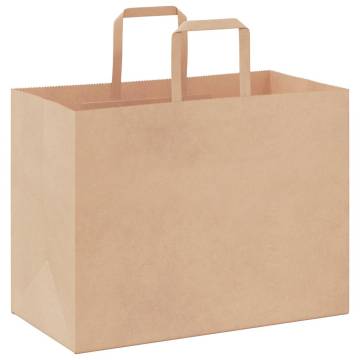 50 Brown Paper Bags with Handles - Eco-Friendly & Durable