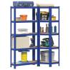  2 Piece 5-Layer Shelves Set Blue Steel&Engineered Wood Colour blue Size 75 x 30 x 168 cm Quantity in Package 2 Amount 1 