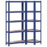 2 Piece 5-Layer Shelves Set - Blue Steel & Engineered Wood