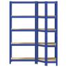 2 Piece 5-Layer Shelves Set - Blue Steel & Engineered Wood