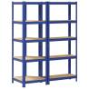 2 Piece 5-Layer Shelves Set - Blue Steel & Engineered Wood