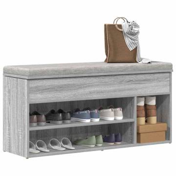 Shoe Bench Grey Sonoma - Stylish & Functional Storage Solution