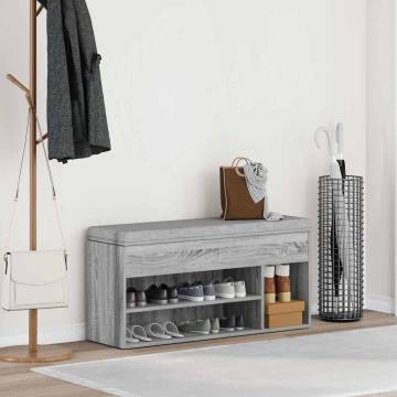 Shoe Bench Grey Sonoma - Stylish & Functional Storage Solution