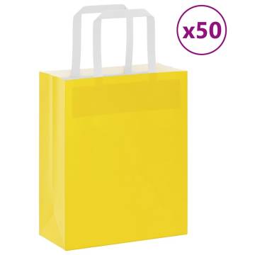 Yellow Paper Bags with Handles - 50 pcs | Eco-Friendly Choice