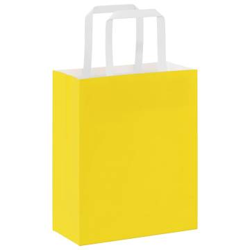 Yellow Paper Bags with Handles - 50 pcs | Eco-Friendly Choice