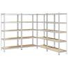 5-Layer Storage Shelves - Durable Silver Steel & Engineered Wood