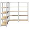 5-Layer Storage Shelves - Durable Silver Steel & Engineered Wood