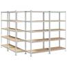 5-Layer Storage Shelves - Durable Silver Steel & Engineered Wood