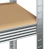 5-Layer Storage Shelves - Durable Silver Steel & Engineered Wood