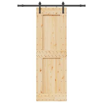 Sliding Door with Hardware Set - Solid Wood Pine 70x210 cm