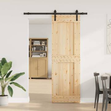 Sliding Door with Hardware Set - Solid Wood Pine 70x210 cm