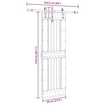 Sliding Door with Hardware Set - Solid Wood Pine 70x210 cm