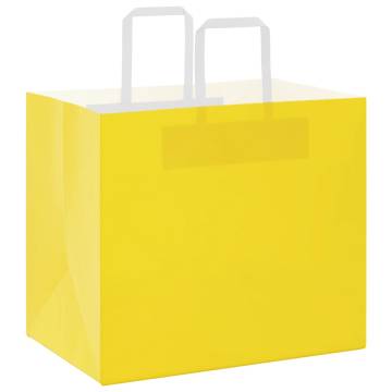 Yellow Paper Bags with Handles - 250 pcs | Hipomarket UK