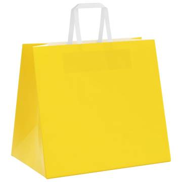 Yellow Paper Bags with Handles - 250 pcs | Hipomarket UK