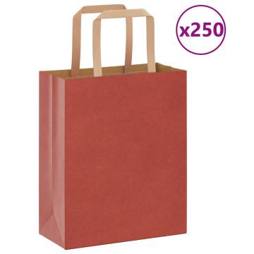 Eco-Friendly Red Paper Bags with Handles - 250 pcs | HipoMarket