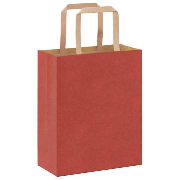 Eco-Friendly Red Paper Bags with Handles - 250 pcs | HipoMarket