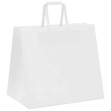 50 pcs White Paper Bags with Handles - Eco-Friendly Packaging