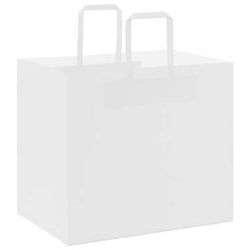 50 pcs White Paper Bags with Handles - Eco-Friendly Packaging