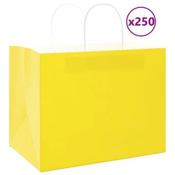 250 Yellow Paper Bags with Handles - Eco-Friendly & Durable