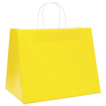 250 Yellow Paper Bags with Handles - Eco-Friendly & Durable