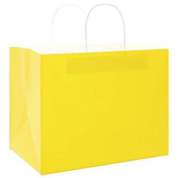 250 Yellow Paper Bags with Handles - Eco-Friendly & Durable