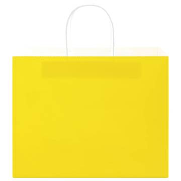 250 Yellow Paper Bags with Handles - Eco-Friendly & Durable