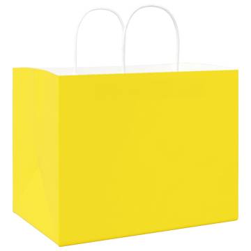 250 Yellow Paper Bags with Handles - Eco-Friendly & Durable