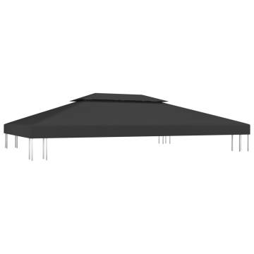 2-Tier Gazebo Top Cover 4x3 m - Durable Black Canopy