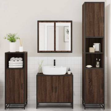 4 Piece Bathroom Furniture Set - Brown Oak Engineered Wood