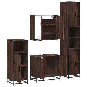 4 Piece Bathroom Furniture Set - Brown Oak Engineered Wood