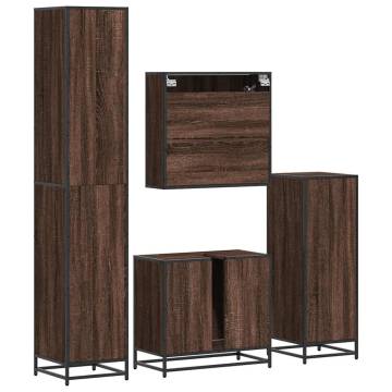 4 Piece Bathroom Furniture Set - Brown Oak Engineered Wood