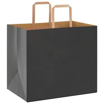 250 Black Kraft Paper Bags with Handles - Durable & Eco-Friendly