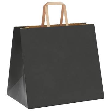 250 Black Kraft Paper Bags with Handles - Durable & Eco-Friendly