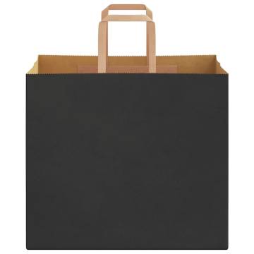 250 Black Kraft Paper Bags with Handles - Durable & Eco-Friendly