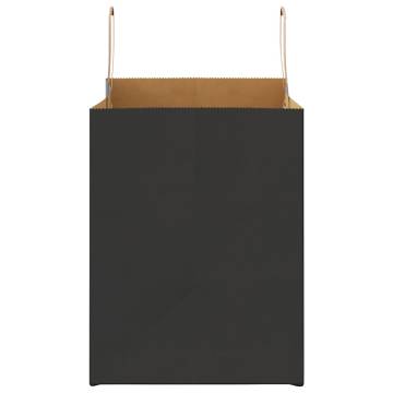 250 Black Kraft Paper Bags with Handles - Durable & Eco-Friendly