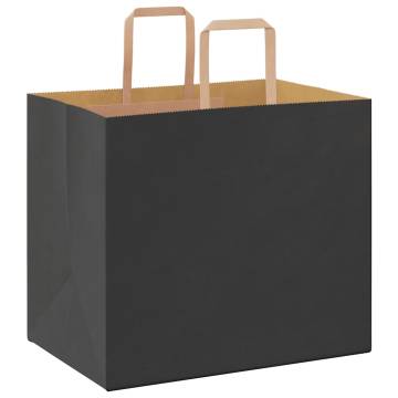 250 Black Kraft Paper Bags with Handles - Durable & Eco-Friendly