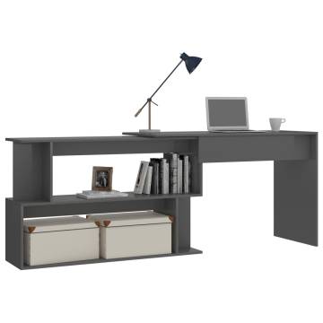 Corner Desk High Gloss Grey - Stylish & Functional Design