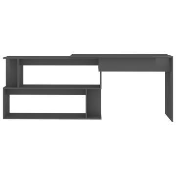 Corner Desk High Gloss Grey - Stylish & Functional Design