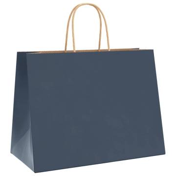 High-Quality Blue Paper Bags with Handles - 250 pcs | HipoMarket