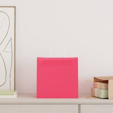 250 PCS Pink Paper Bags with Handles | Eco-Friendly & Durable