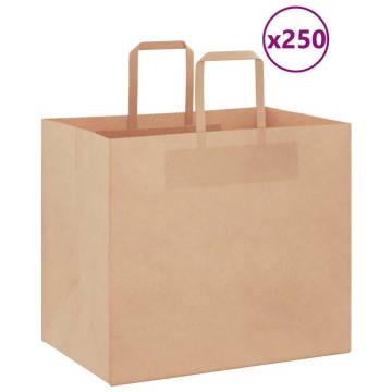 Eco-Friendly Paper Bags with Handles - 250 pcs - Brown