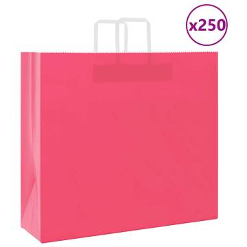 250 Pink Paper Bags with Handles - Eco-Friendly Packaging