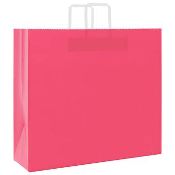 250 Pink Paper Bags with Handles - Eco-Friendly Packaging