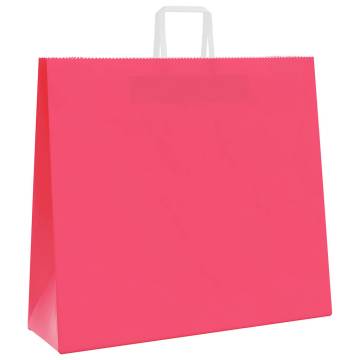 250 Pink Paper Bags with Handles - Eco-Friendly Packaging