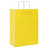 Durable Yellow Paper Bags with Handles - 50 pcs