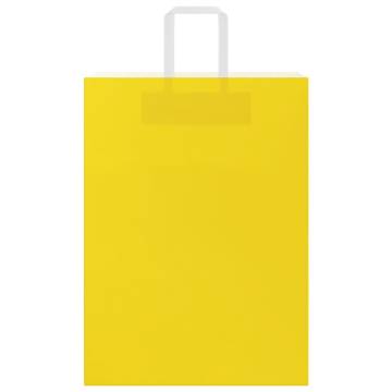 Durable Yellow Paper Bags with Handles - 50 pcs