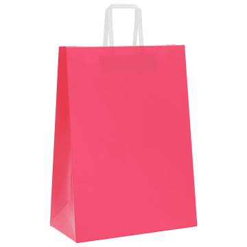 Eco-friendly Pink Paper Bags with Handles - 50 pcs | HipoMarket