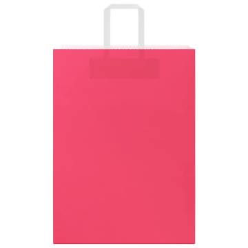 Eco-friendly Pink Paper Bags with Handles - 50 pcs | HipoMarket